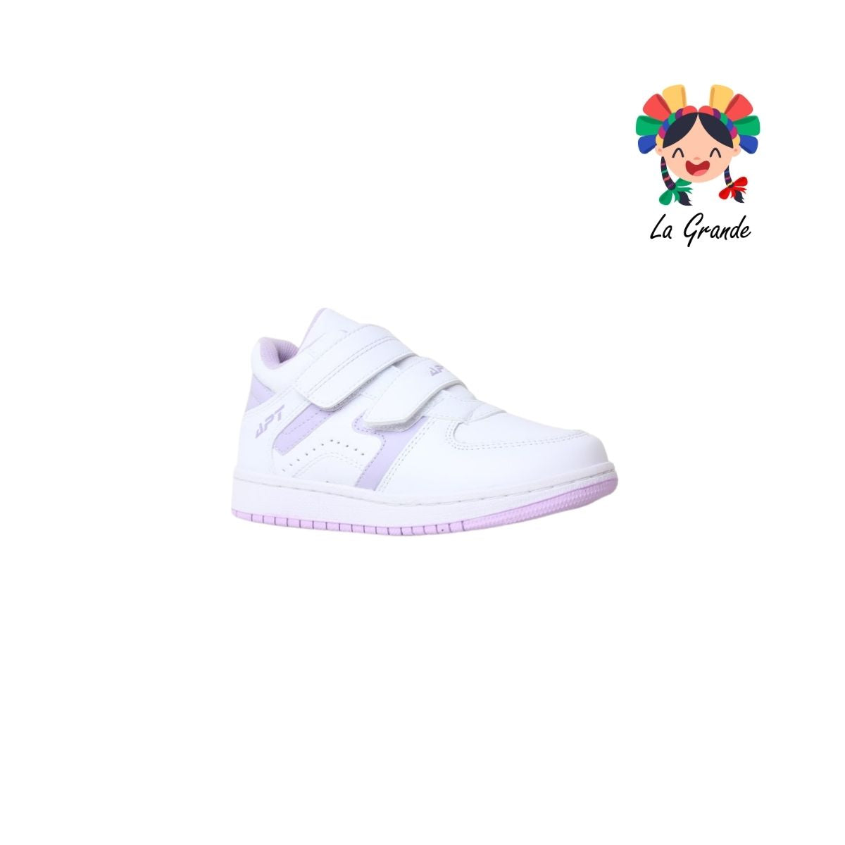 514 APT Blanco Lila Piel Tenis Escolar para Niña