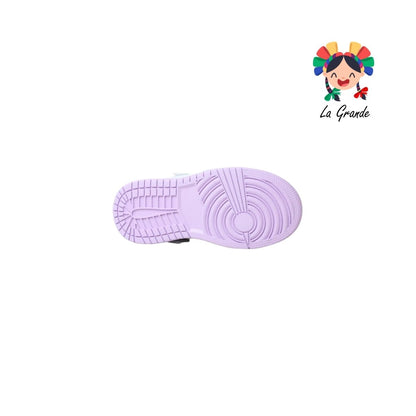 514 APT Blanco Lila Piel Tenis Escolar para Niña