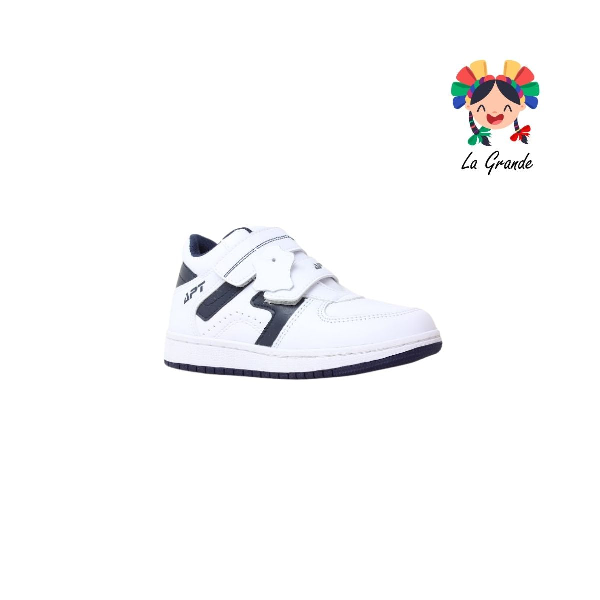 514 APT Blanco Marino Piel Tenis Escolar para Niña y Niño