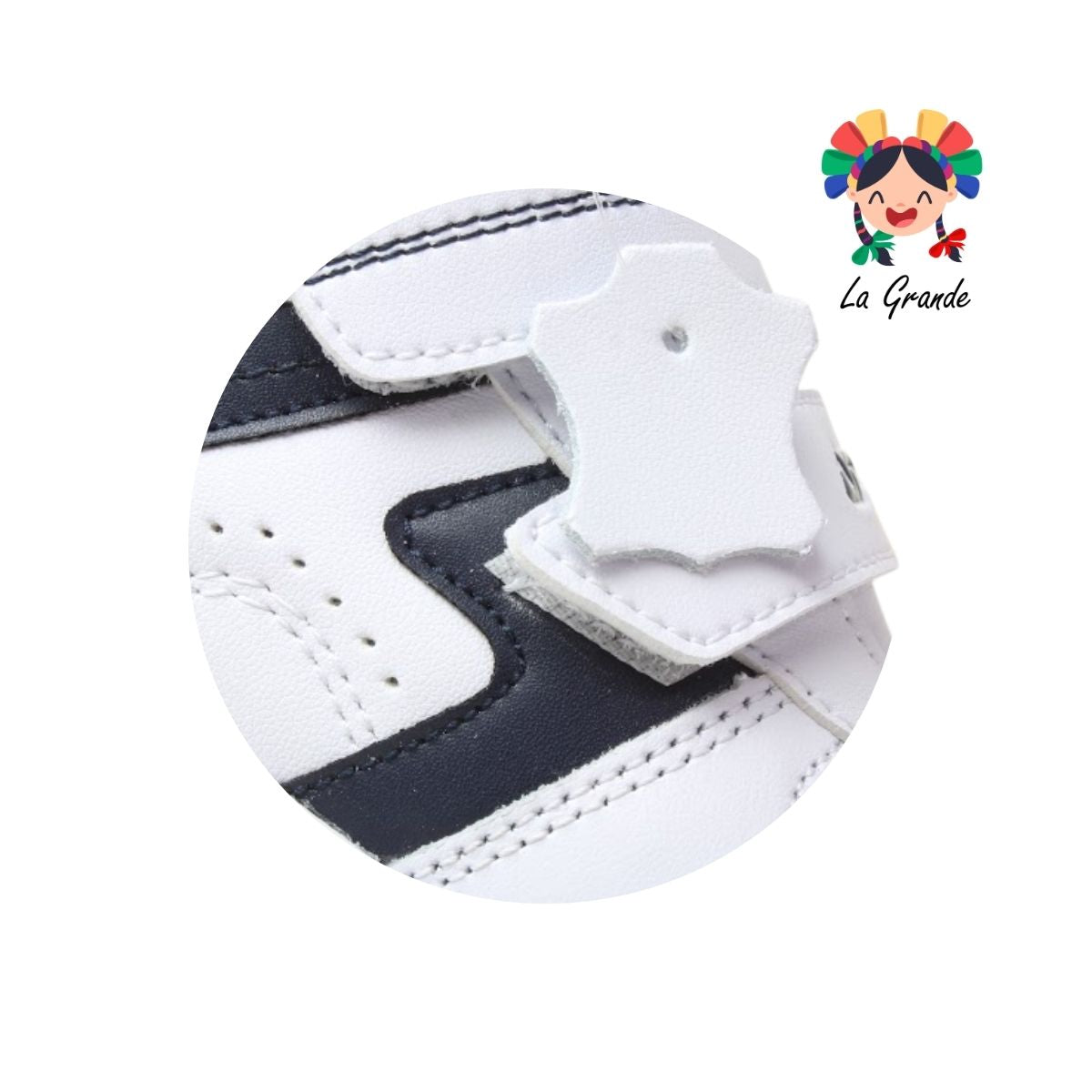 514 APT Blanco Marino Piel Tenis Escolar para Niña y Niño