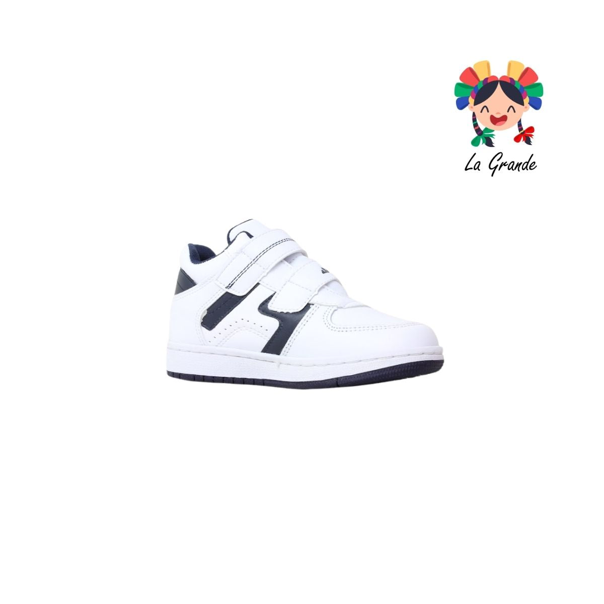 514 APT Blanco Marino Piel Tenis Escolar para Niña y Niño
