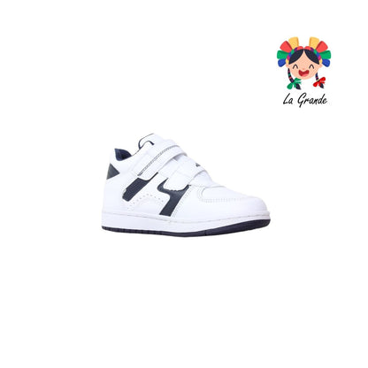 514 APT Blanco Marino Piel Tenis Escolar para Niña y Niño
