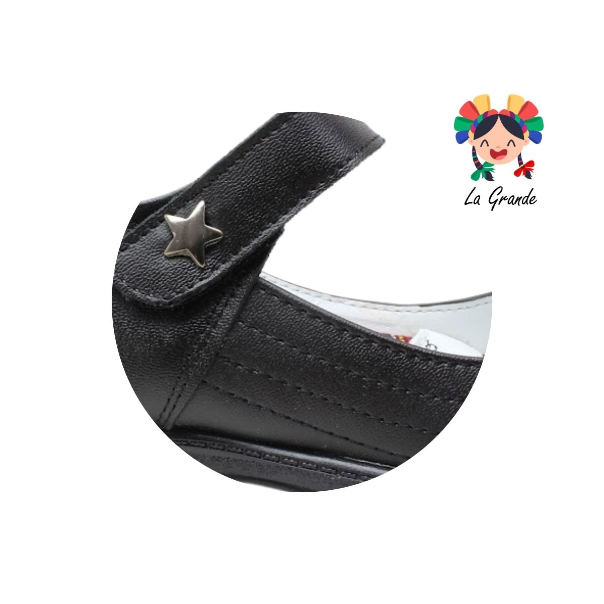 514 BRIANDA Negro Piel Zapato Escolar para Dama