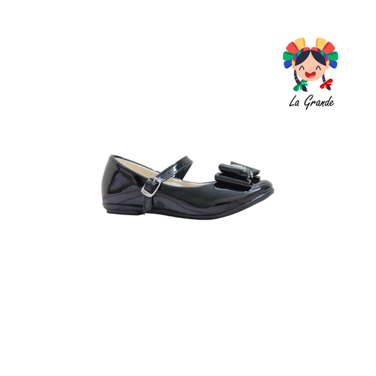1579 MODA LINDA Negro Charol Sint Balerina para Niña