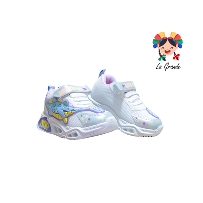 133 DINO ON KIDS Bco Cielo Lila Sint Tenis Casual con Luz Led para Niña