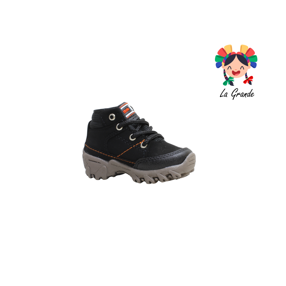 522 MINI BOYS Negro Naranja Sint Bota de Montaña para Bebé y Niño