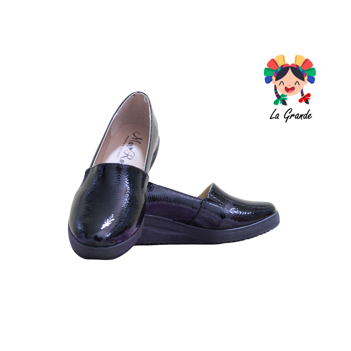 527 MARI ROSS Negro Charol Zapato Casual para Dama