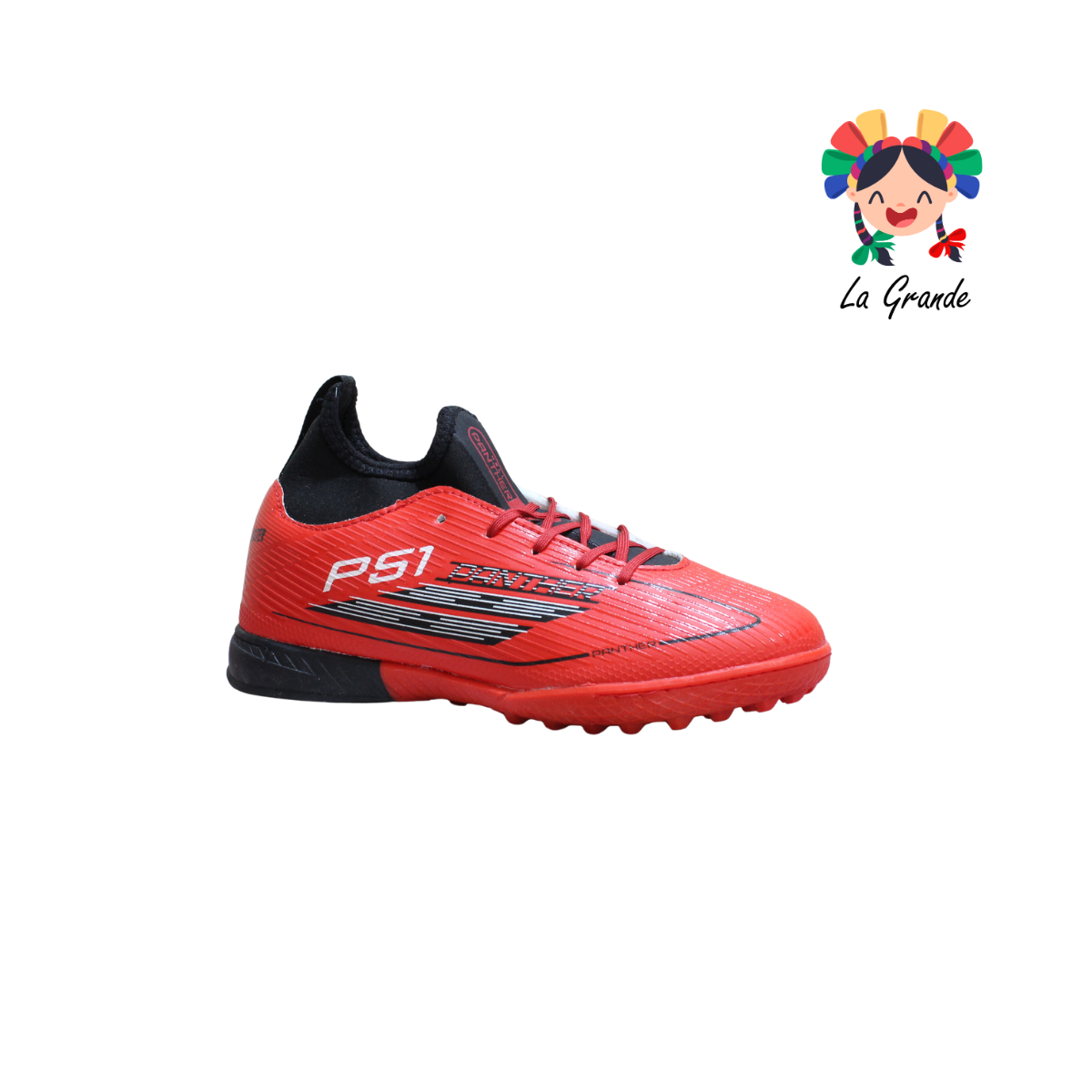 6009 HELL PANTHER Rojo Ngo Bco Sint Tenis de Fútbol Rápido para Joven y Caballero