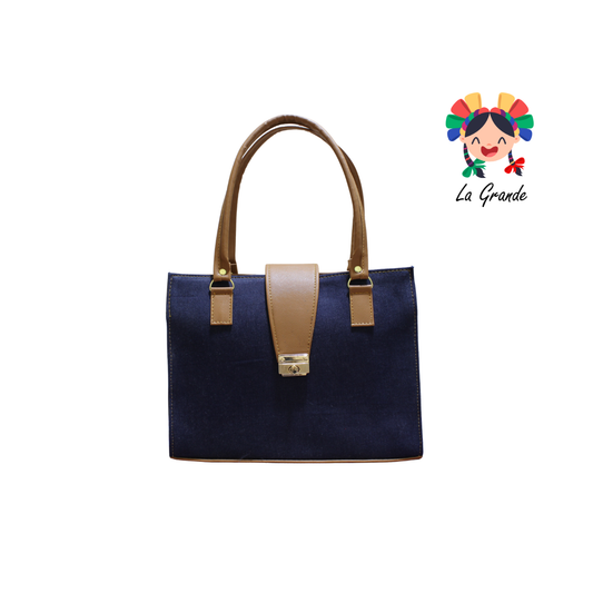056 TONY Bolsa Camel Mezclilla Casual Tipo Caja para Dama