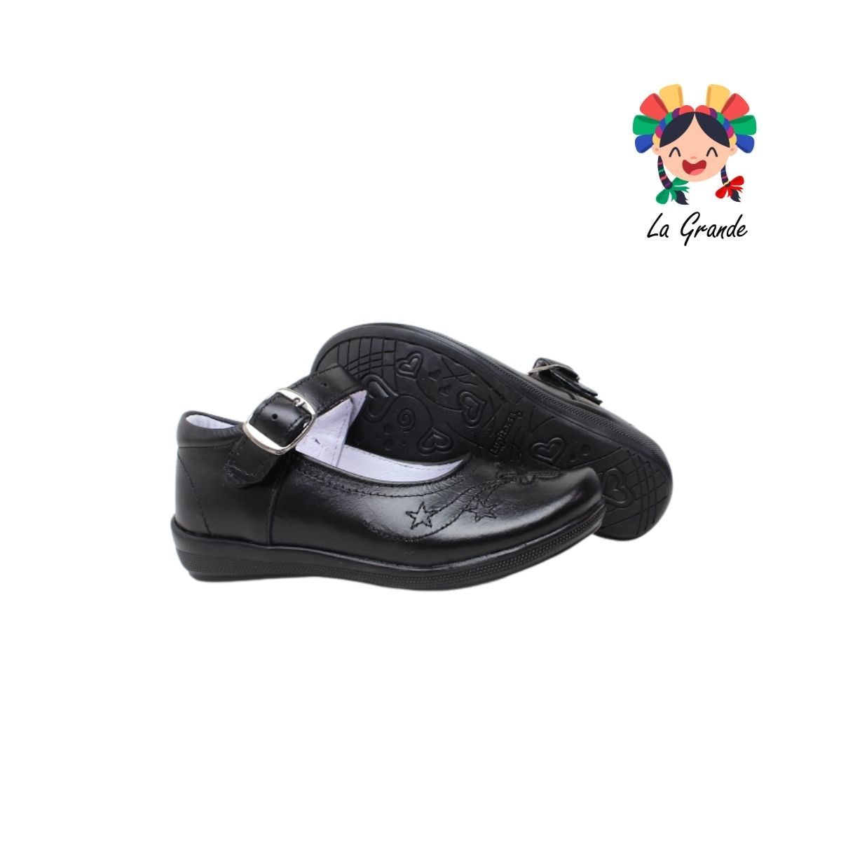 530 LUPITAS Negro Piel Zapato Escolar para Niña