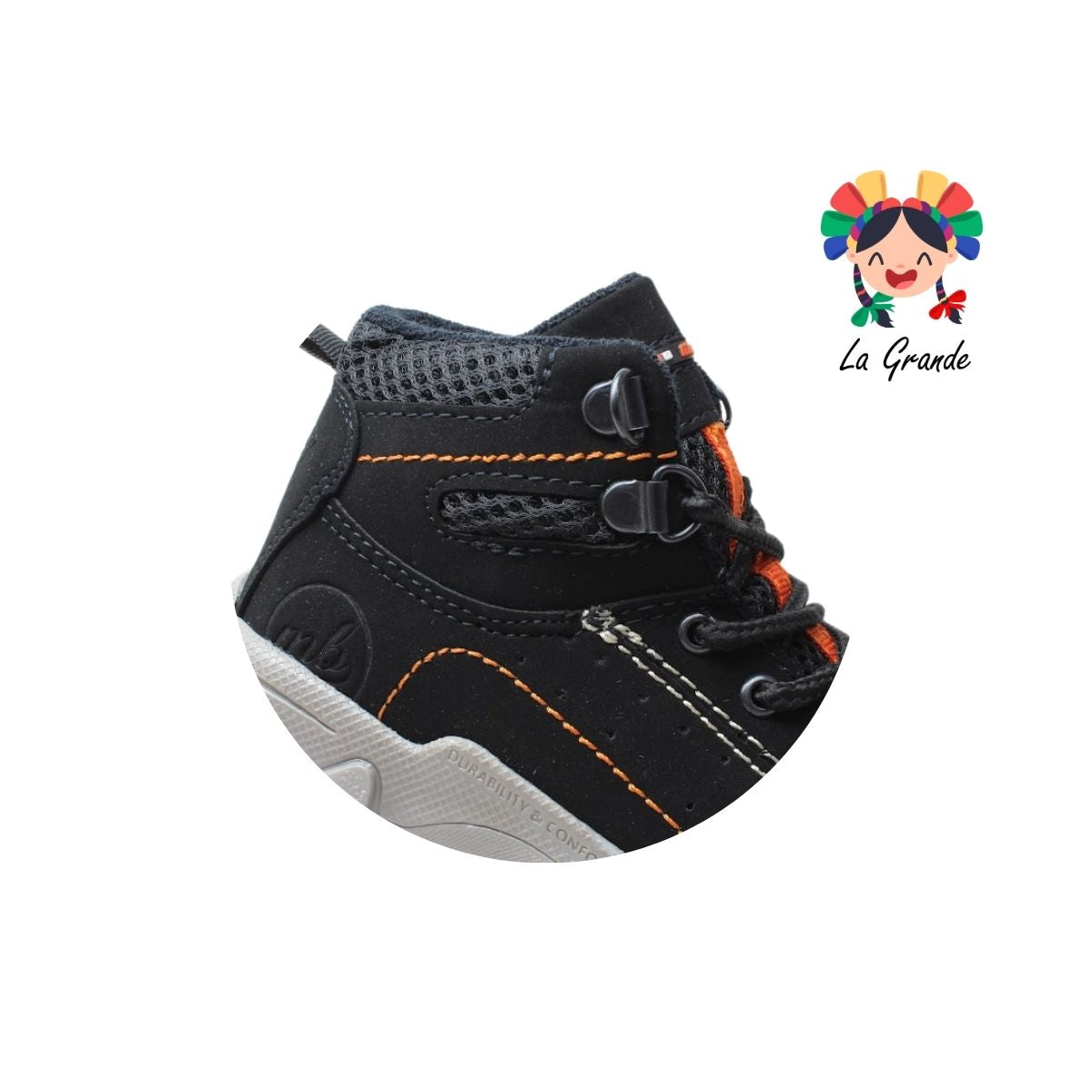 537 MINI BOYS Negro Naranja Sint Bota de Montaña para Bebé y Niño