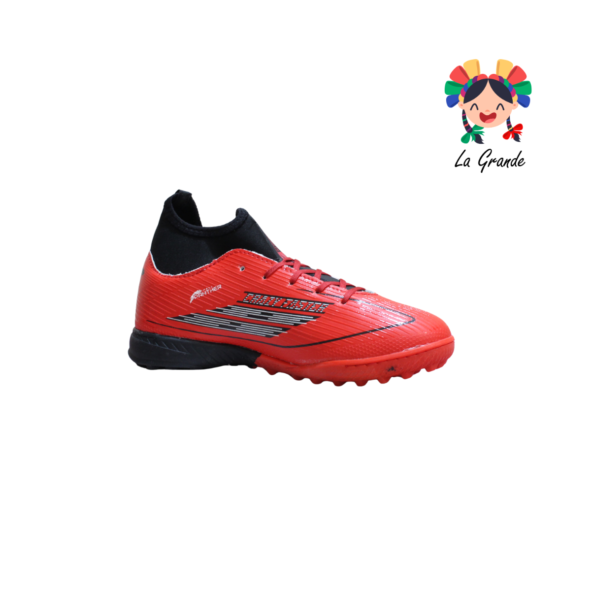 6009 HELL PANTHER Rojo Ngo Bco Sint Tenis de Fútbol Rápido para Joven y Caballero