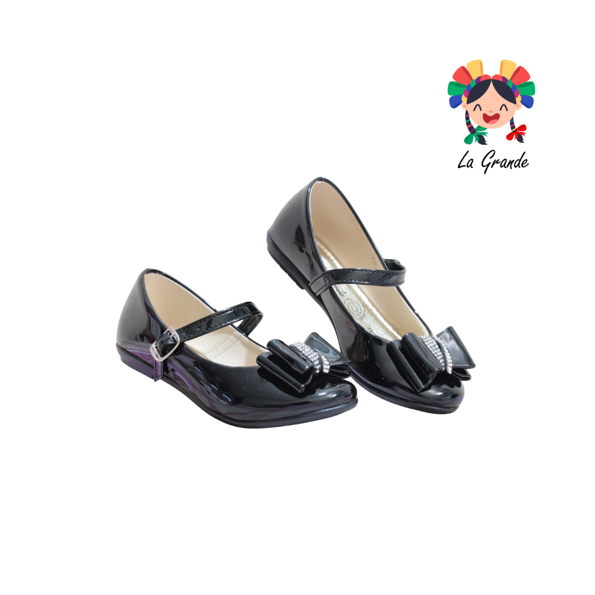 1579 MODA LINDA Negro Charol Sint Balerina para Niña