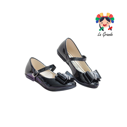 1579 MODA LINDA Negro Charol Sint Balerina para Niña