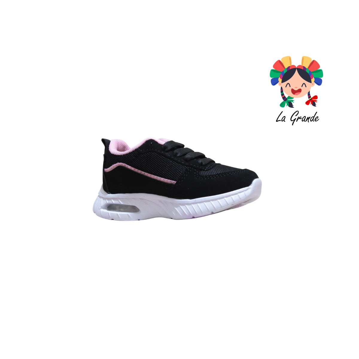 746 ROUSS Negro Rosa Tenis Deportivo con Válvula para Niña
