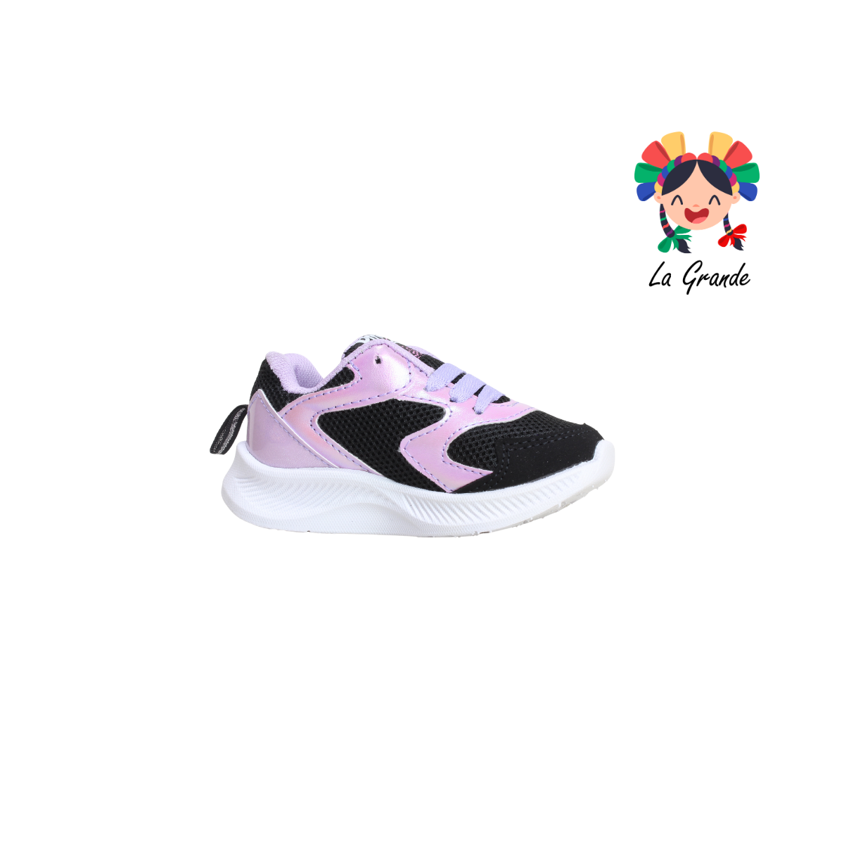 520 PIYINS Negro Lila Tenis Casual para Niña