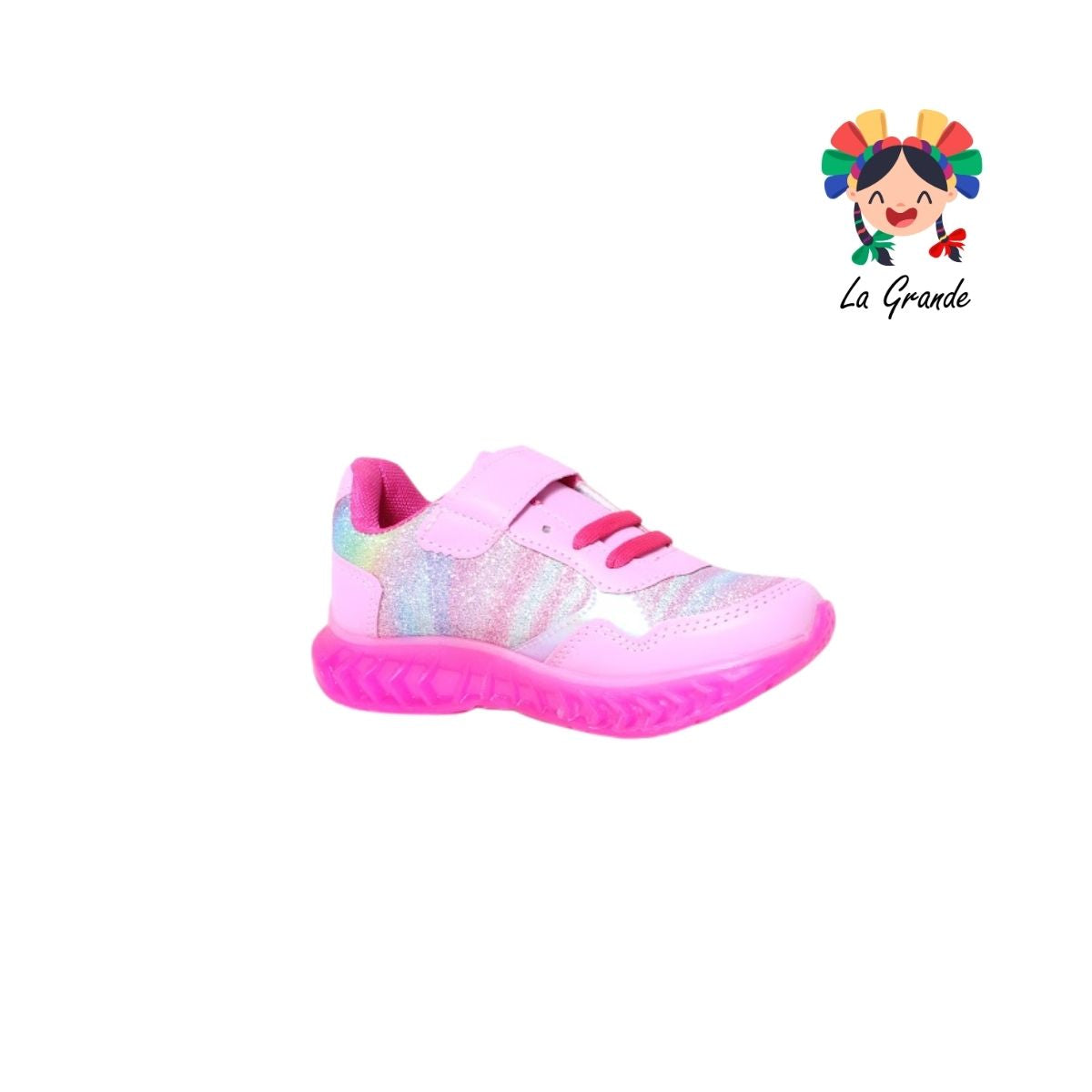 563 BF LUX-10 Fucsia Fucsia Tenis Casual con Luz Led para Niña