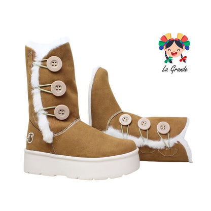579 SHADOW Camel Textil Bota con Peluche para Dama