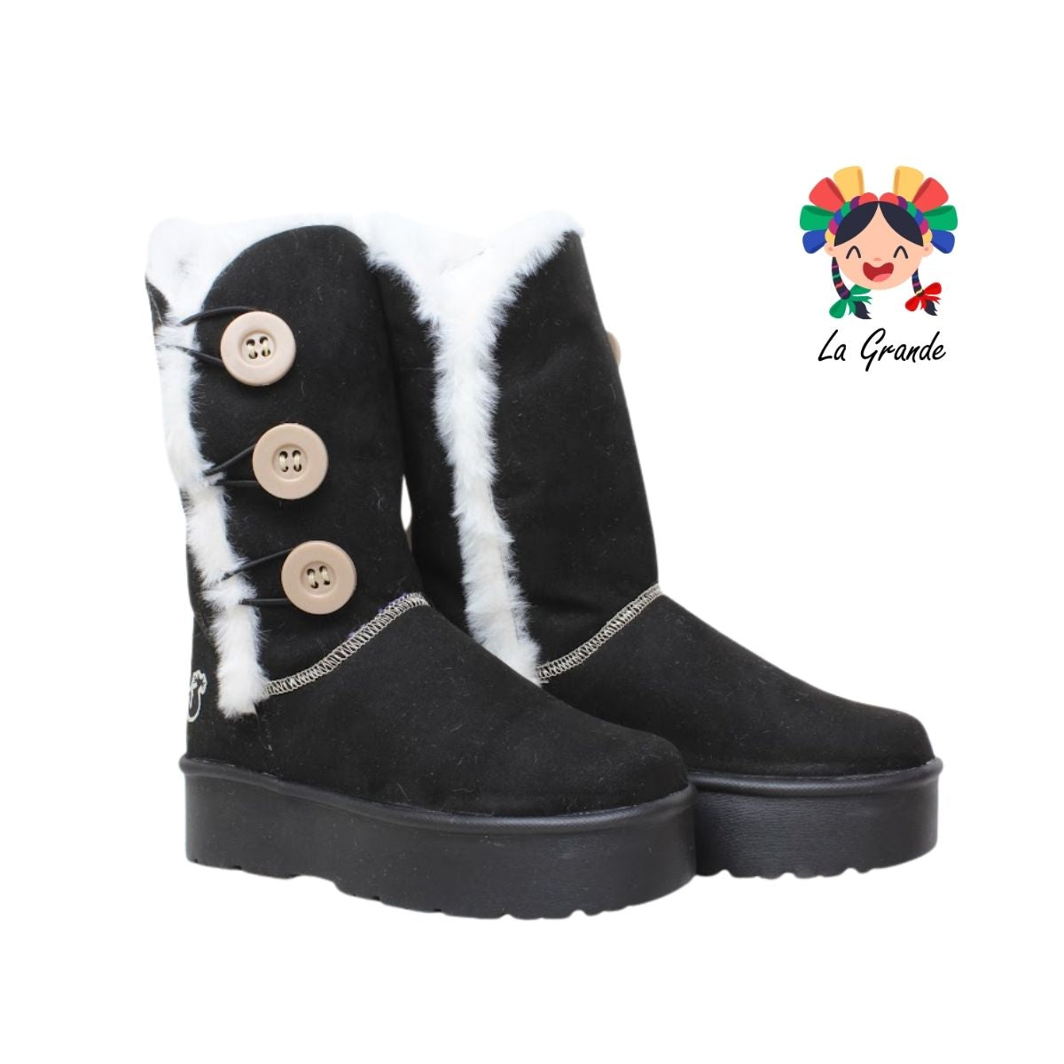 579 SHADOW Negro Textil Bota con Peluche para Dama