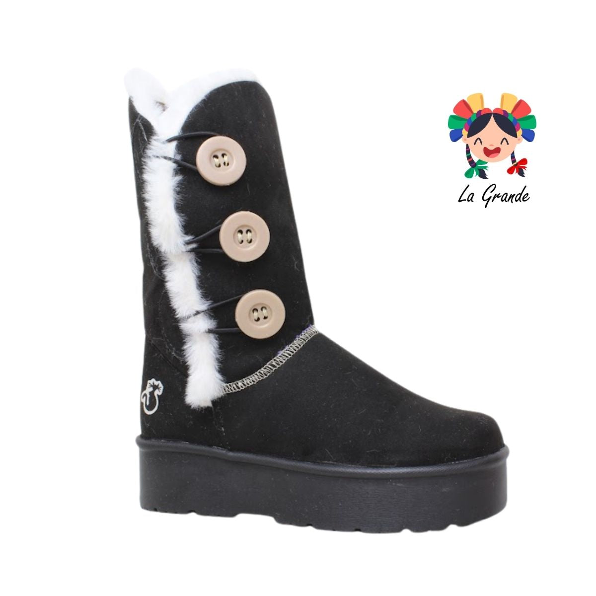 579 SHADOW Negro Textil Bota con Peluche para Dama
