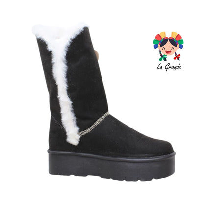 579 SHADOW Negro Textil Bota con Peluche para Dama