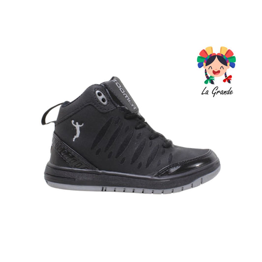 579 ZOOMER Negro Negro Sintético Tenis Tipo Bota Deportivo para Niño, Joven y Caballero