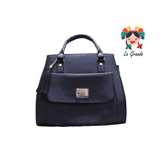 064 TONY Bolsa Negro Casual con Bolsa Enfrente para Dama