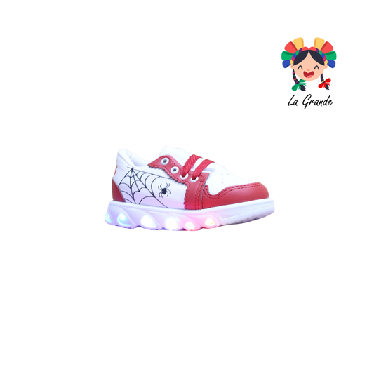 38L74 PEKE KIDS Blanco Rojo Sint Tenis Casual con Luces para Bebé y Niño