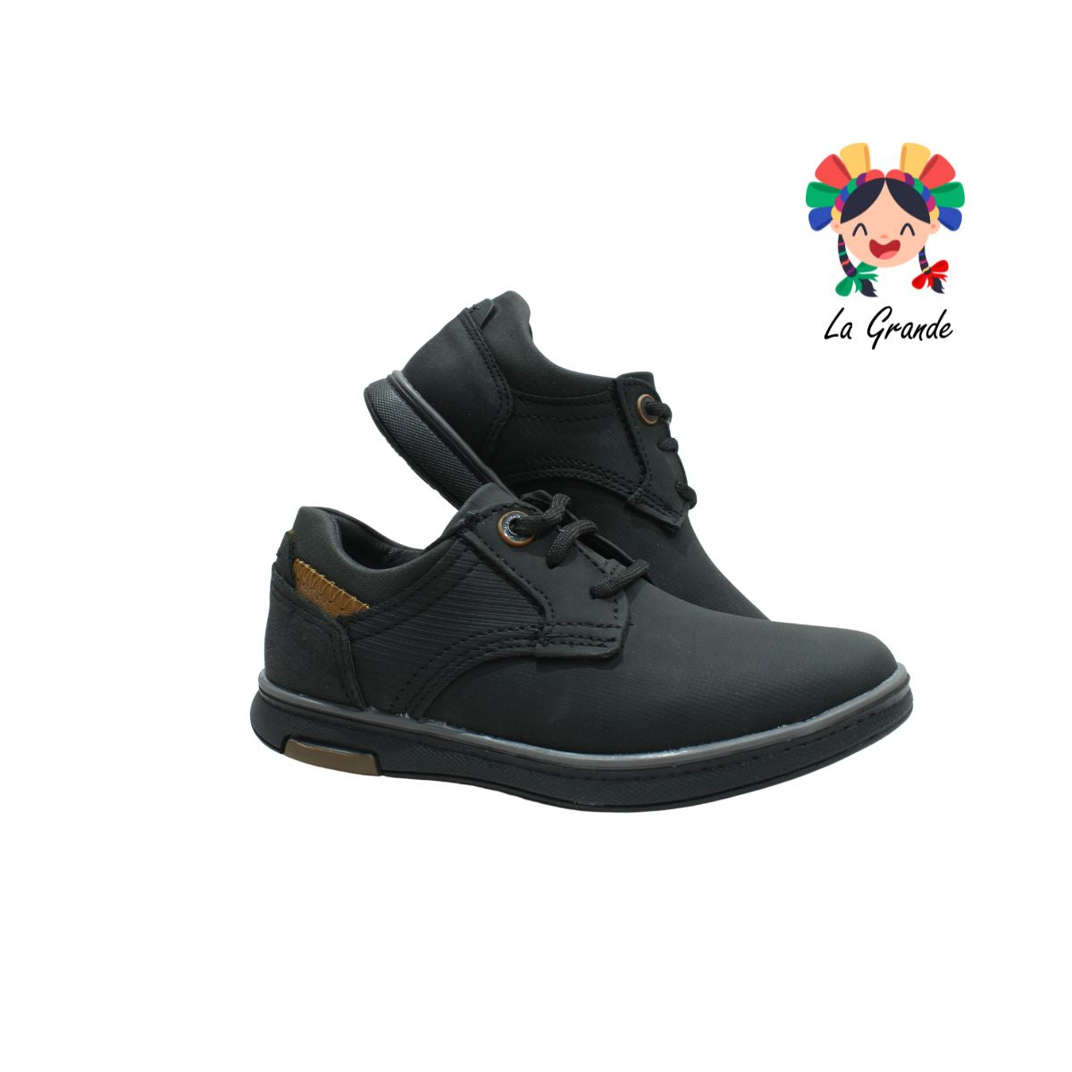5812 CUSTOM Negro Oxford Sint Zapato Casual con Agujeta para Niño