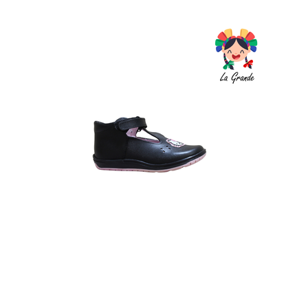 331 Gatita WIZZYZ Negro Piel Zapato Casual Para Niña