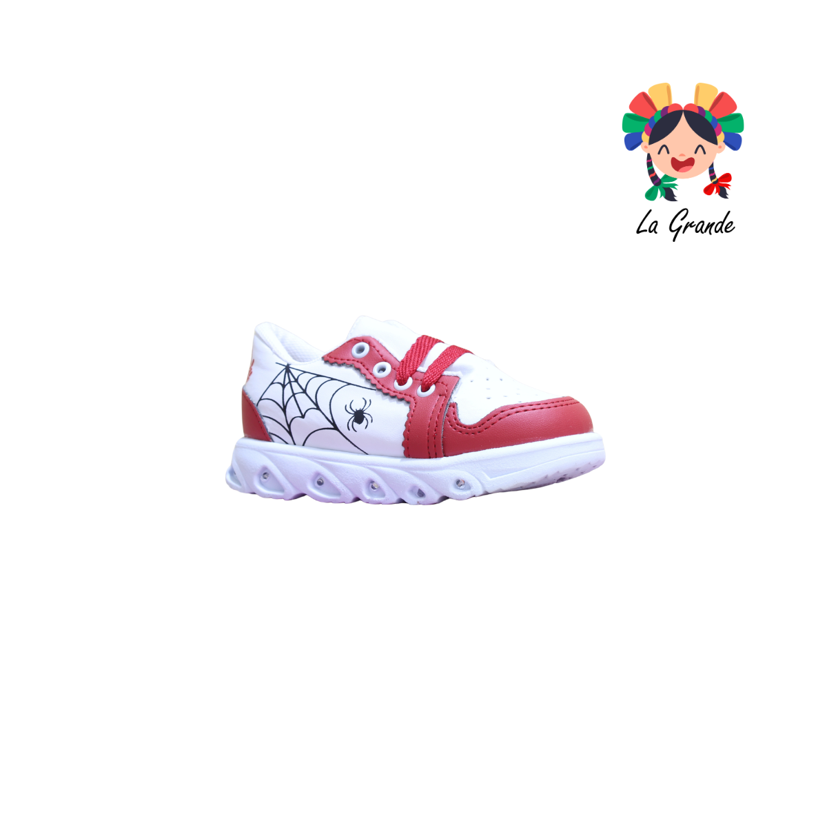 38L74 PEKE KIDS Blanco Rojo Sint Tenis Casual con Luces para Bebé y Niño