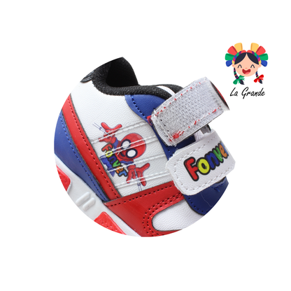 590 Araña FON-VER Blanco Rojo Tenis Casual para Bebé
