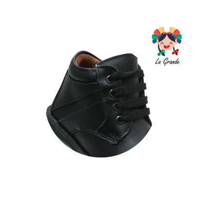 5999 DOGI Negro Piel Zapato Escolar con Suela Antiderrapante para Niño