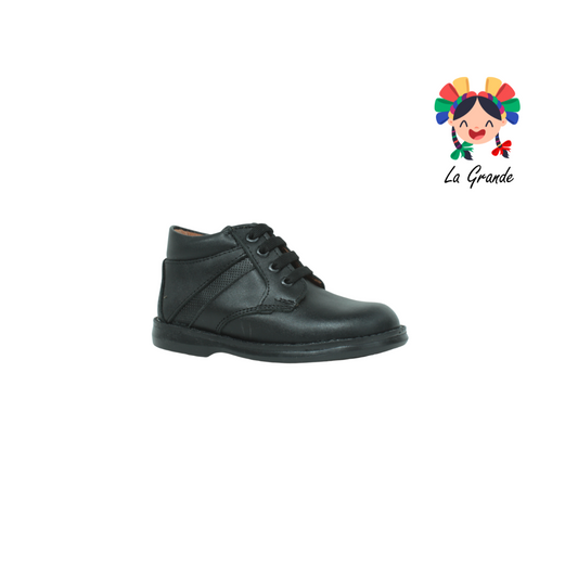 5999 DOGI Negro Piel Zapato Escolar con Suela Antiderrapante para Niño