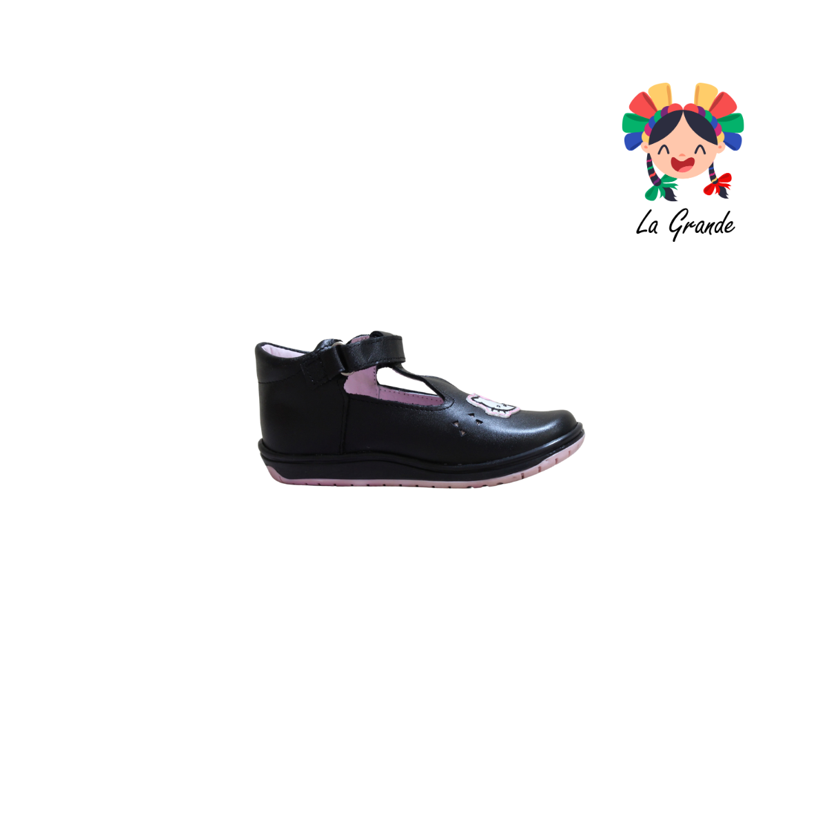 331 Gatita WIZZYZ Negro Piel Zapato Casual Para Niña