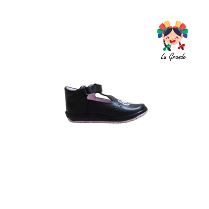 331 Gatita WIZZYZ Negro Piel Zapato Casual Para Niña