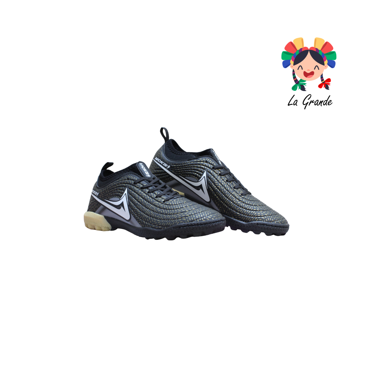 1274 MAYCKERS Negro Oro Sint Tenis de Fútbol Rápido para Niño, Joven y Caballero