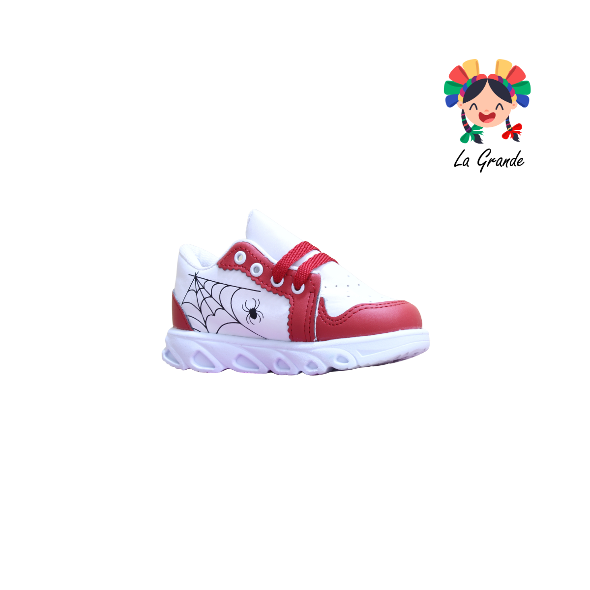 38L74 PEKE KIDS Blanco Rojo Sint Tenis Casual con Luces para Bebé y Niño