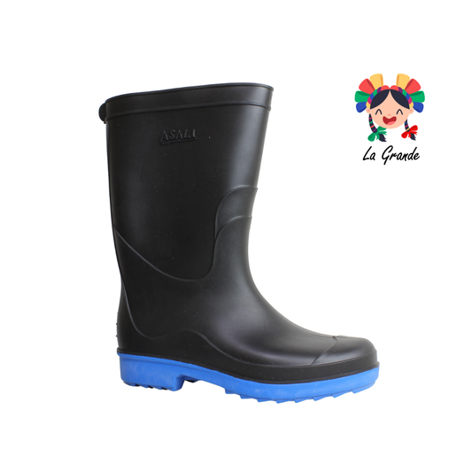 Noe PINET Negro Azul Bota de Hule para Dama, Joven y Caballero