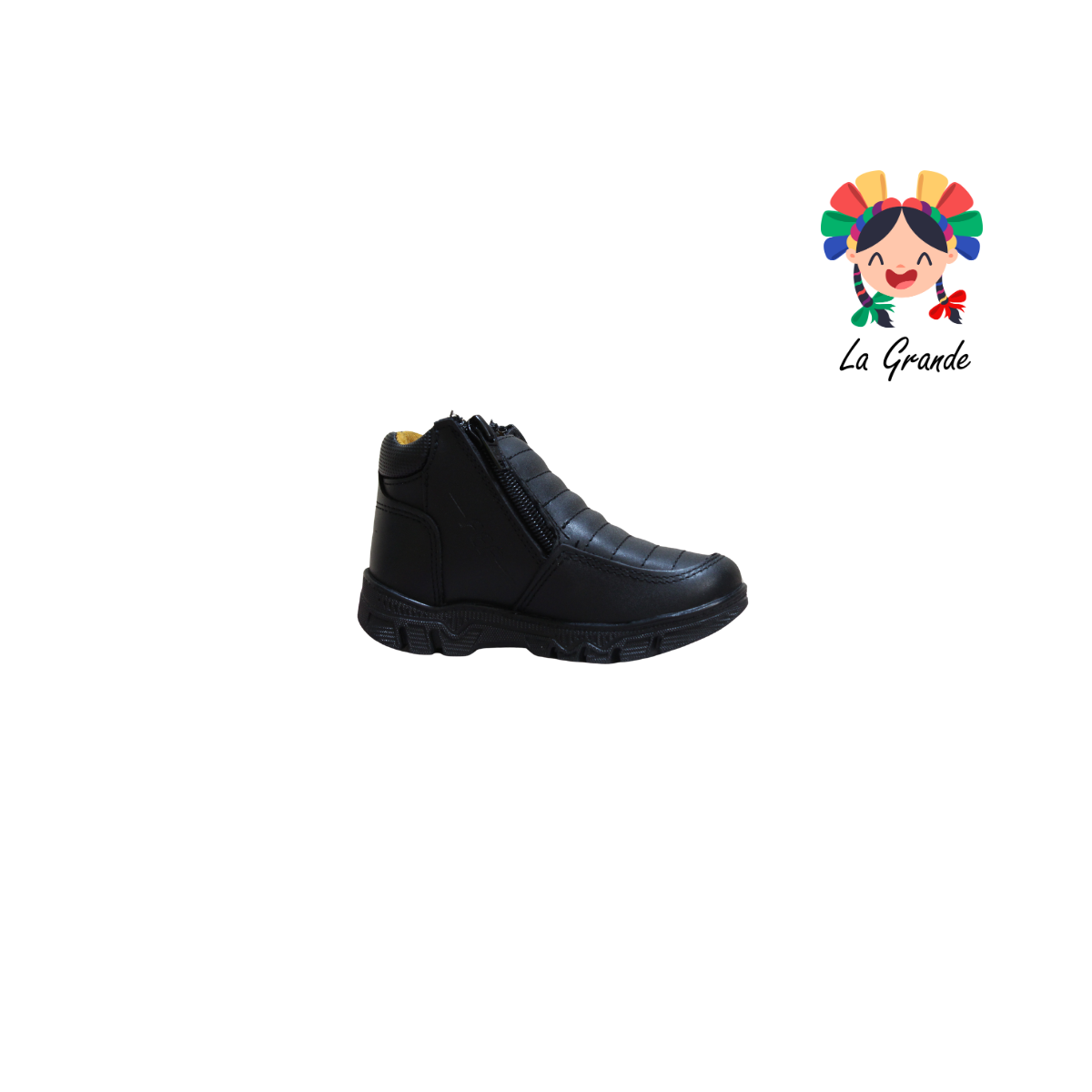 6000 FEF Negro Zapato Piel Escolar para Niño
