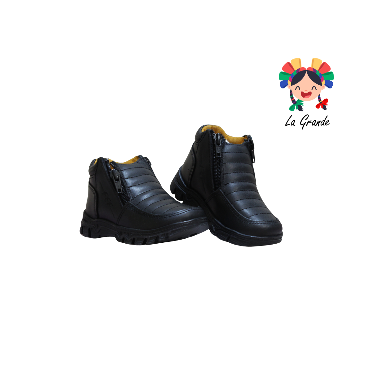 6000 FEF Negro Zapato Piel Escolar para Niño