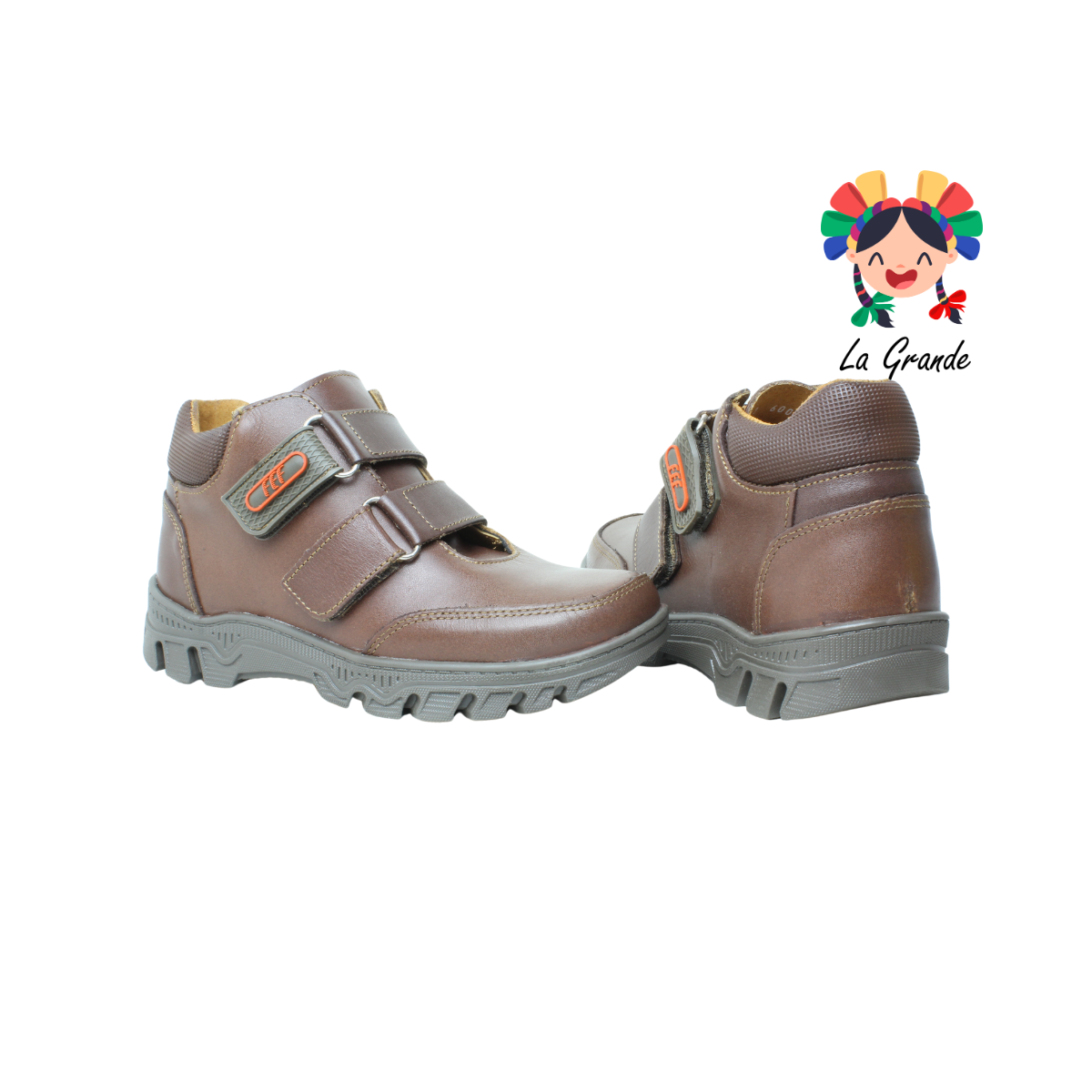 6004 FEF Café Piel  Zapato Escolar para Joven