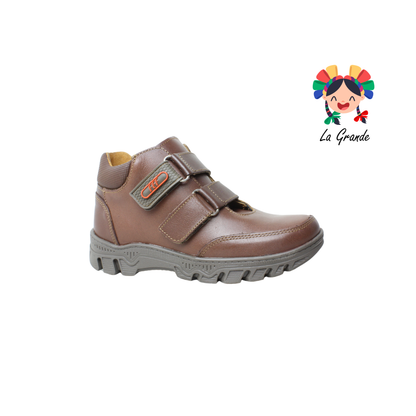6004 FEF Café Piel  Zapato Escolar para Joven