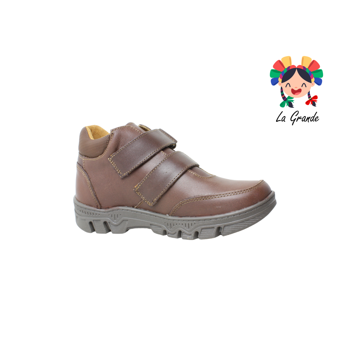 6004 FEF Café Piel  Zapato Escolar para Joven