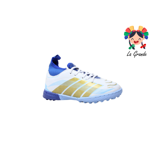 6010 HELL PANTHER Bco Cielo Oro Sint tenis para Fútbol Rápido para Niño