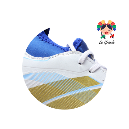 6010 HELL PANTHER Bco Cielo Oro Sint tenis para Fútbol Rápido para Niño