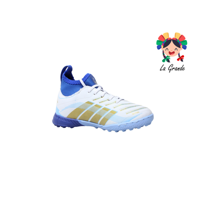 6010 HELL PANTHER Bco Cielo Oro Sint tenis para Fútbol Rápido para Niño
