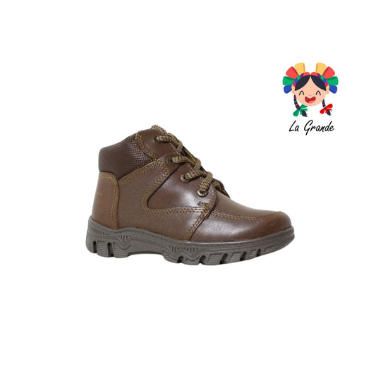 6038 FEF Cafe Piel  zapato de botita Casual para Niño