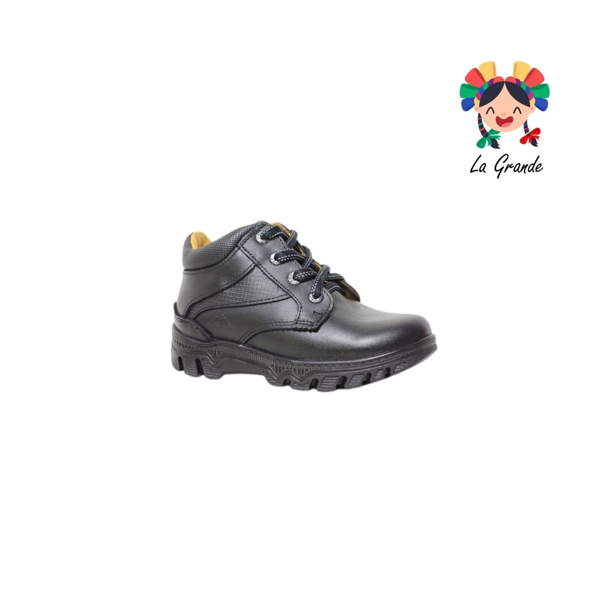 6042 FEF Negro Piel Zapato Escolar para Niño