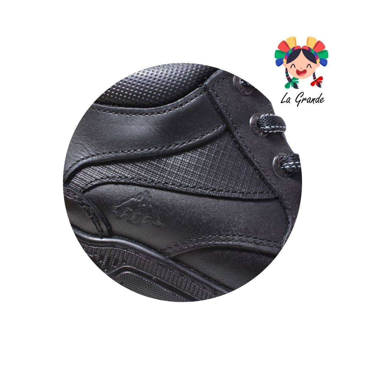 6042 FEF Negro Piel Zapato Escolar para Niño